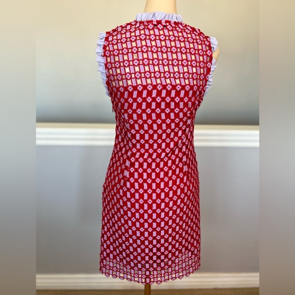 🌶️ Sandro Textured Lace Split Neck Dress. Size 34 - Picture 4 of 6